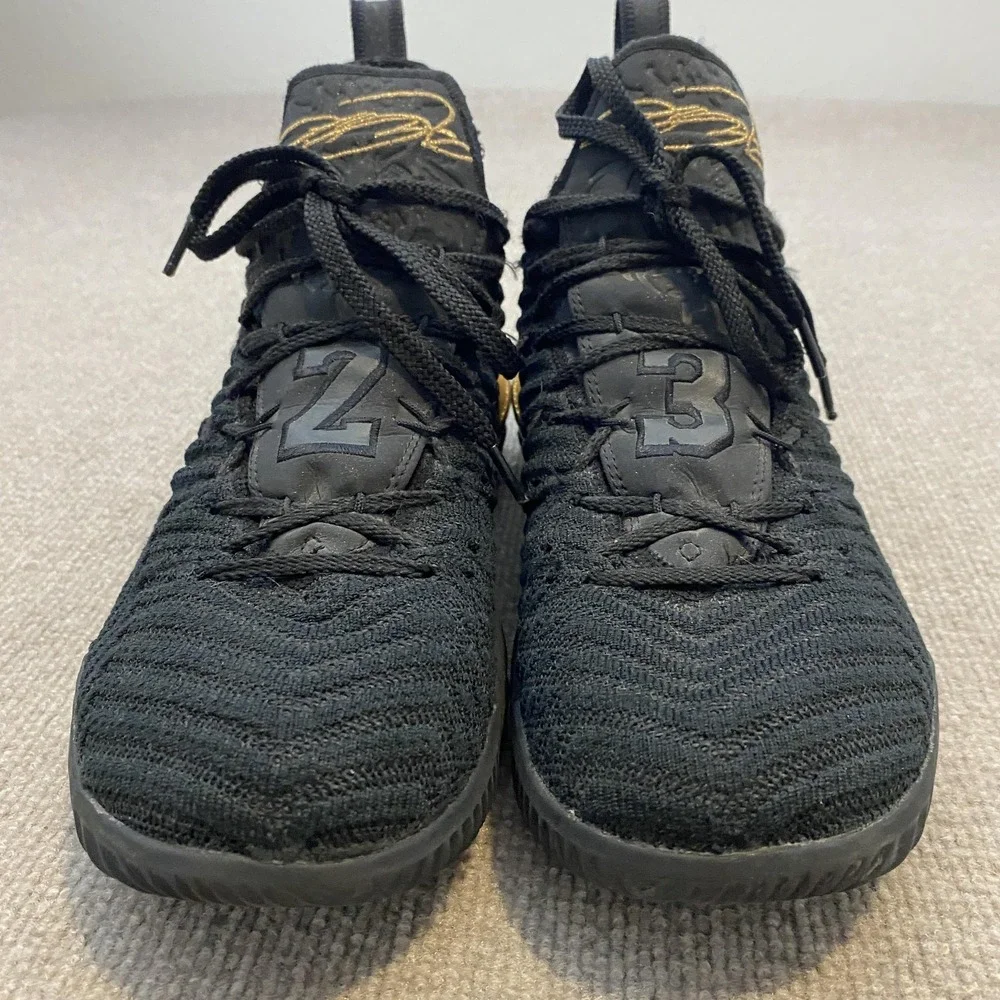 Nike LeBron 16 Shoes Mens Size 12 Black Gold Mid Basketball Sneakers BQ5969-007